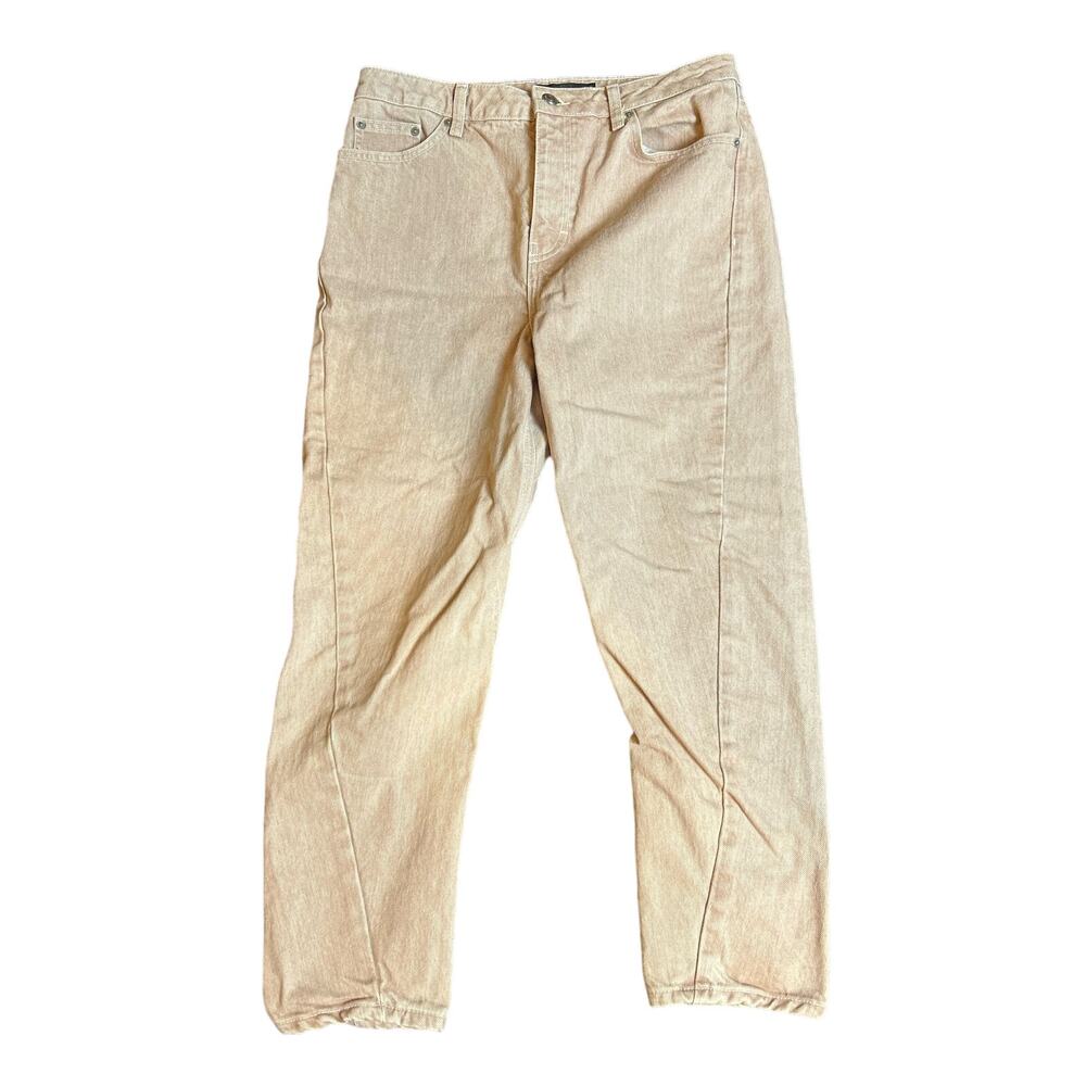 Topshop Pink Jeans 32 Waist measurement curved hem streetwear pastel